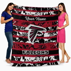 personalized atlanta falcons floral stripes red white blanket fashion forward