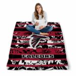 personalized atlanta falcons floral stripes red white blanket high quality