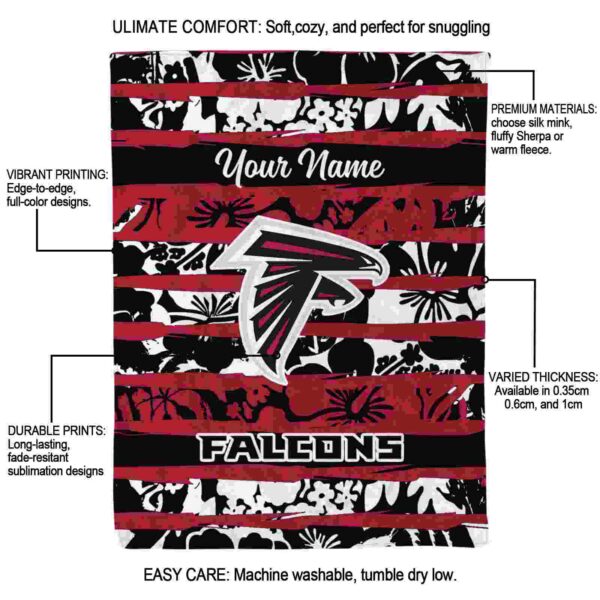 personalized atlanta falcons floral stripes red white blanket new arrival