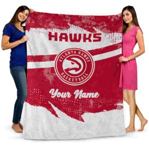 personalized atlanta hawks grunge streaks red blanket fashion forward