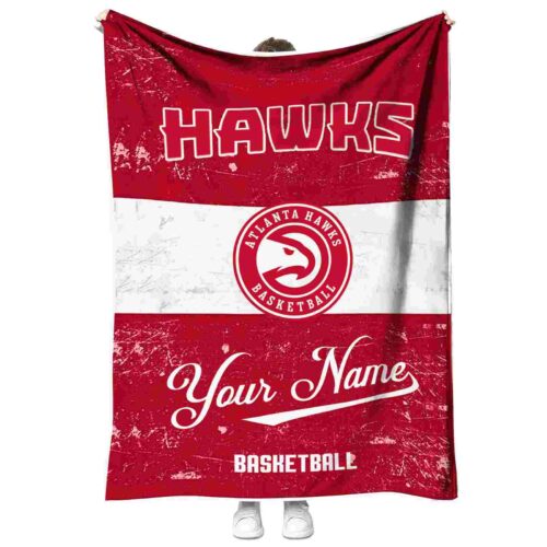 personalized atlanta hawks grunge texture red white blanket best selling