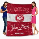 personalized atlanta hawks grunge texture red white blanket best selling