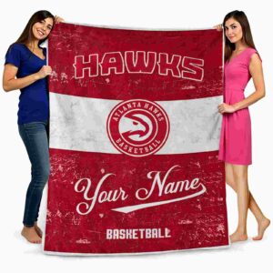 personalized atlanta hawks grunge texture red white blanket fashion forward