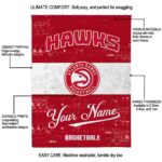 personalized atlanta hawks grunge texture red white blanket best selling