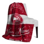 personalized atlanta hawks grunge texture red white blanket best selling