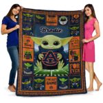 personalized auburn tigers baby yoda navy blue blanket best selling