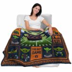 personalized auburn tigers baby yoda navy blue blanket best selling