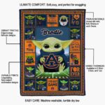 personalized auburn tigers baby yoda navy blue blanket best selling