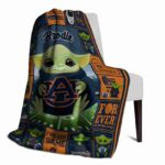 personalized auburn tigers baby yoda navy blue blanket best selling