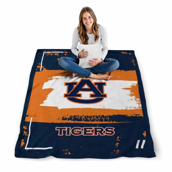 personalized auburn tigers paint strokes navy blue white blanket high quality