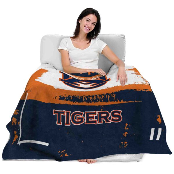 personalized auburn tigers paint strokes navy blue white blanket latest model