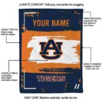 personalized auburn tigers paint strokes navy blue white blanket new arrival