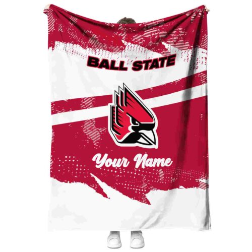 personalized ball state cardinals grunge streaks red blanket best selling