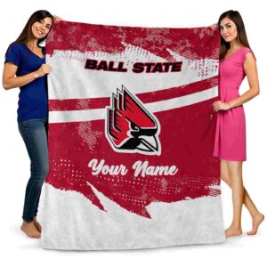 personalized ball state cardinals grunge streaks red blanket fashion forward