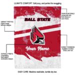 personalized ball state cardinals grunge streaks red blanket new arrival