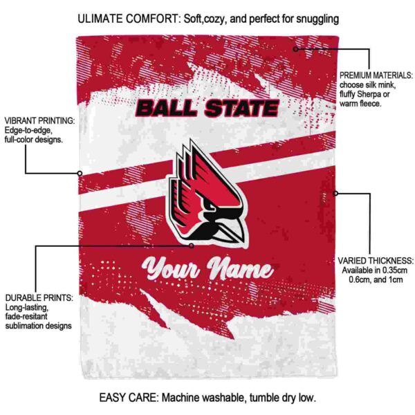 personalized ball state cardinals grunge streaks red blanket new arrival