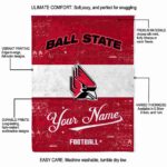 personalized ball state cardinals grunge texture red white blanket new arrival