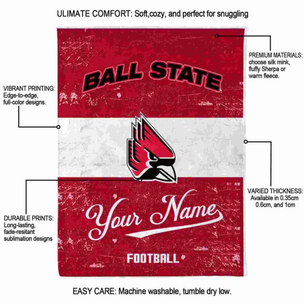 personalized ball state cardinals grunge texture red white blanket new arrival