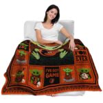 personalized baltimore orioles baby yoda orange blanket best selling