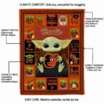 personalized baltimore orioles baby yoda orange blanket best selling