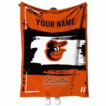 personalized baltimore orioles paint strokes orange white blanket best selling