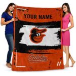 personalized baltimore orioles paint strokes orange white blanket best selling
