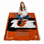 personalized baltimore orioles paint strokes orange white blanket best selling