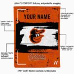 personalized baltimore orioles paint strokes orange white blanket best selling
