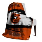 personalized baltimore orioles paint strokes orange white blanket best selling