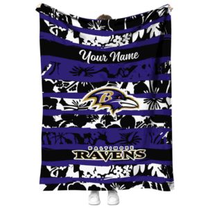 personalized baltimore ravens floral stripes purple white blanket best selling