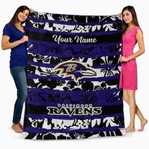 personalized baltimore ravens floral stripes purple white blanket fashion forward