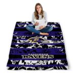 personalized baltimore ravens floral stripes purple white blanket best selling