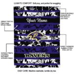personalized baltimore ravens floral stripes purple white blanket best selling