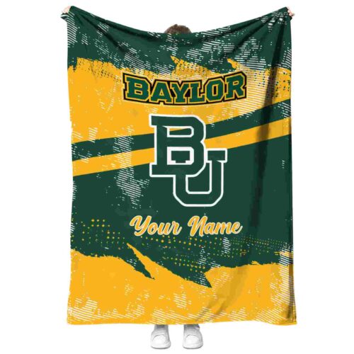 personalized baylor bears grunge streaks green blanket best selling