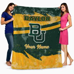 personalized baylor bears grunge streaks green blanket fashion forward