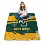 personalized baylor bears grunge streaks green blanket best selling
