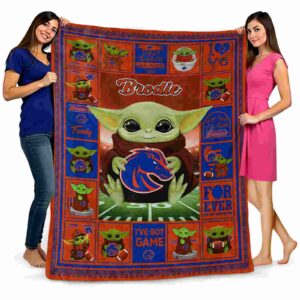 personalized boise state broncos baby yoda orange blanket fashion forward