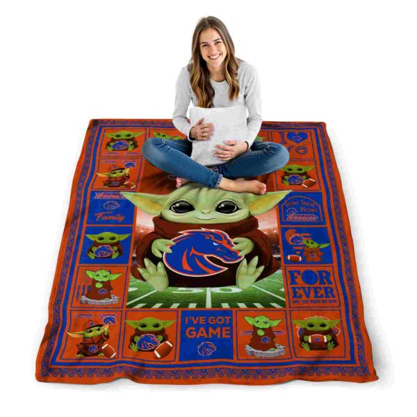 personalized boise state broncos baby yoda orange blanket high quality