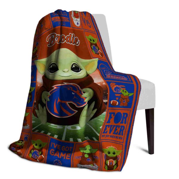 personalized boise state broncos baby yoda orange blanket top rated