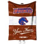 personalized boise state broncos grunge texture orange white blanket best selling