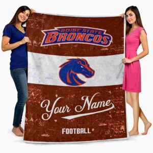 personalized boise state broncos grunge texture orange white blanket fashion forward