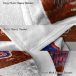 personalized boise state broncos grunge texture orange white blanket best selling