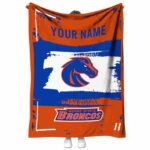 personalized boise state broncos paint strokes orange white blanket best selling