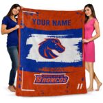 personalized boise state broncos paint strokes orange white blanket best selling