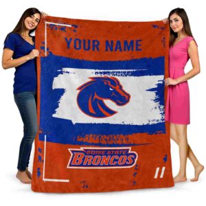 personalized boise state broncos paint strokes orange white blanket fashion forward