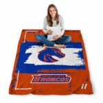 personalized boise state broncos paint strokes orange white blanket best selling
