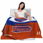 personalized boise state broncos paint strokes orange white blanket best selling