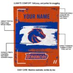 personalized boise state broncos paint strokes orange white blanket best selling