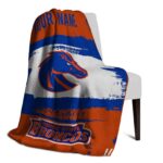 personalized boise state broncos paint strokes orange white blanket best selling
