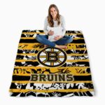 personalized boston bruins floral stripes gold white blanket high quality